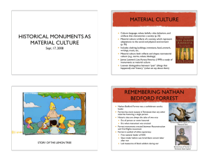 MATERIAL CULTURE HISTORICAL MONUMENTS AS