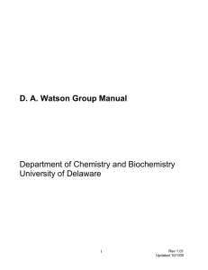 D. A. Watson Group Manual  Department of Chemistry and Biochemistry