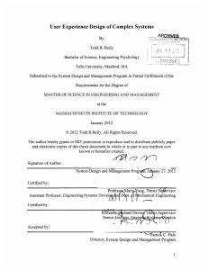 User  Experience  Design  of Complex  Systems