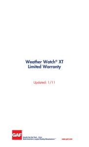 Weather Watch XT Limited Warranty Updated: 1/11