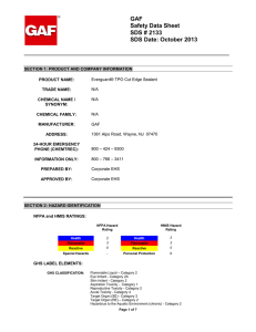 GAF Safety Data Sheet SDS # 2133 SDS Date: October 2013