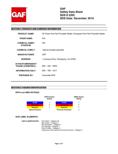 GAF Safety Data Sheet SDS # 2205 SDS Date: December 2014