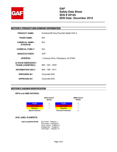 GAF Safety Data Sheet SDS # 2014A SDS Date: December 2014