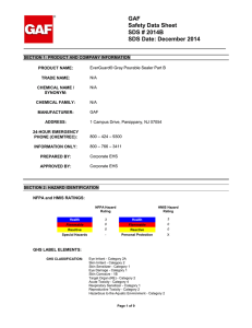 GAF Safety Data Sheet SDS # 2014B SDS Date: December 2014