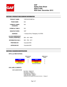 GAF Safety Data Sheet SDS # 1049 SDS Date: December 2013