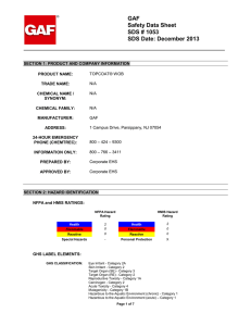GAF Safety Data Sheet SDS # 1053 SDS Date: December 2013