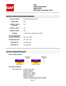 GAF Safety Data Sheet SDS # 2227 SDS Date: November 2015