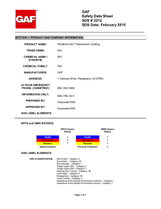 GAF Safety Data Sheet SDS # 2212 SDS Date: February 2015