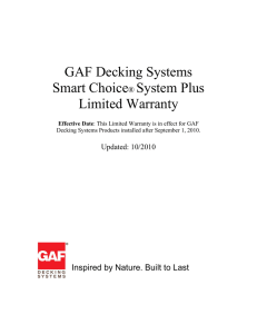 GAF Decking Systems Smart Choice System Plus Limited Warranty