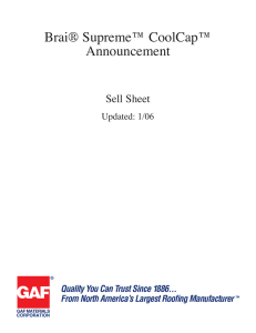 Brai® Supreme™ CoolCap™ Announcement Sell Sheet Updated: 1/06