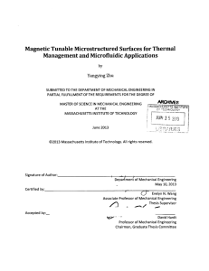 Surfaces Management and Microfluidic Applications JUNt 5