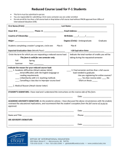 Reduced Course Load for F‐1 Students 