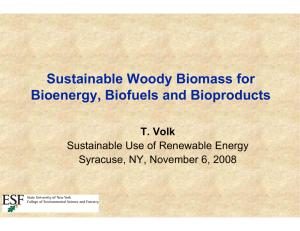 Sustainable Woody Biomass for Bioenergy, Biofuels and Bioproducts T. Volk