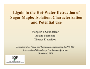 Lignin in the Hot-Water Extraction of Sugar Maple: Isolation, Characterization