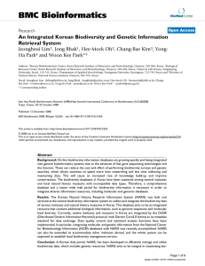 BMC Bioinformatics An Integrated Korean Biodiversity and Genetic Information Retrieval System Jeongheui Lim