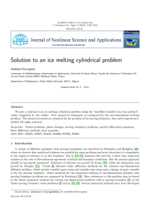 Solution to an ice melting cylindrical problem Abdellatif Boureghda