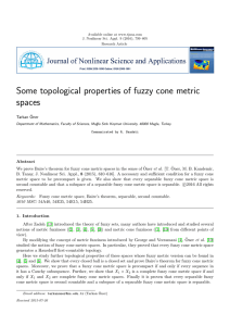 Some topological properties of fuzzy cone metric spaces Tarkan ¨ Oner