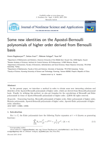 Some new identities on the Apostol-Bernoulli basis Armen Bagdasaryan
