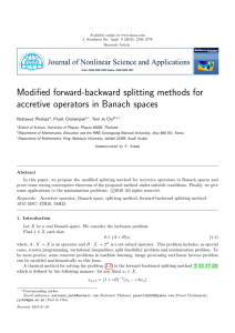 Modified forward-backward splitting methods for accretive operators in Banach spaces Nattawut Pholasa