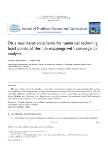 On a new iteration scheme for numerical reckoning analysis