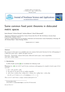 Some common fixed point theorems in dislocated metric spaces Samia Bennani
