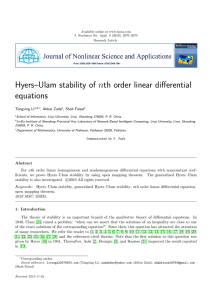Hyers–Ulam stability of nth order linear differential equations Tongxing Li , Akbar Zada