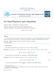 On Opial-Rozanova type inequalities Chang-Jian Zhao , Yue-Sheng Wu , Wing-Sum Cheung
