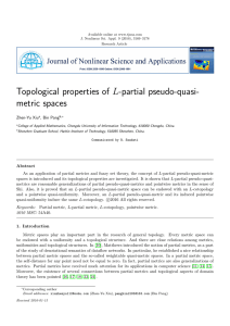 Topological properties of L-partial pseudo-quasi- metric spaces Zhen-Yu Xiu , Bin Pang