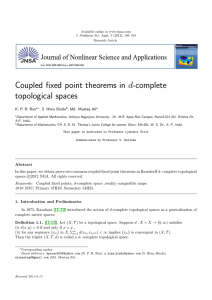 Coupled fixed point theorems in d-complete topological spaces K. P. R. Rao