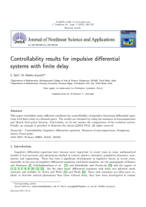 Controllability results for impulsive differential systems with finite delay S. Selvi