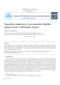 Singularity properties of one parameter lightlike hypersurfaces in Minkowski 4-space Jianguo Sun