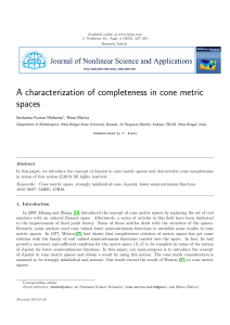 A characterization of completeness in cone metric spaces Sushanta Kumar Mohanta