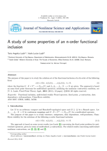 A study of some properties of an n-order functional inclusion ar