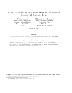 Naimark-Sacker Bifurcation of Second Order Rational Difference Equation with Quadratic Terms