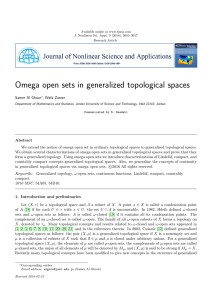 Omega open sets in generalized topological spaces Samer Al Ghour