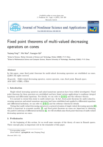 Fixed point theorems of multi-valued decreasing operators on cones Yuqiang Feng