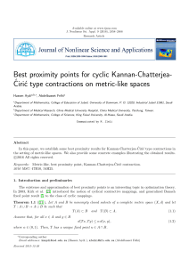 Best proximity points for cyclic Kannan-Chatterjea- ´ Hassen Aydi