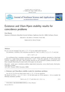 Existence and Ulam-Hyers stability results for coincidence problems Oana Mle¸snit¸e