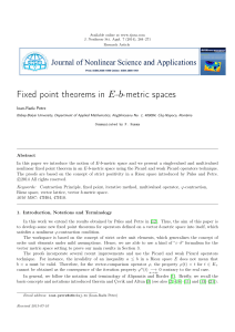 Fixed point theorems in E-b-metric spaces Ioan-Radu Petre