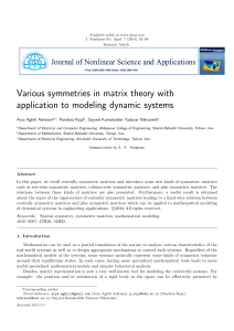 Various symmetries in matrix theory with application to modeling dynamic systems