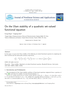 On the Ulam stability of a quadratic set-valued functional equation Faxing Wang