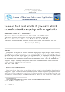 Common fixed point results of generalized almost Nawab Hussain , Huseyin Isik