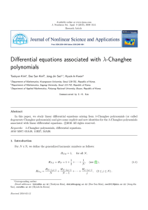 Differential equations associated with λ-Changhee polynomials Taekyun Kim , Dae San Kim