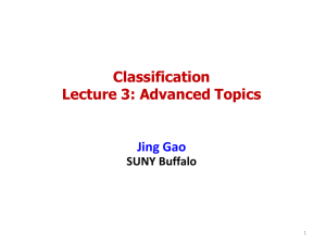 Classification Lecture 3: Advanced Topics  Jing Gao