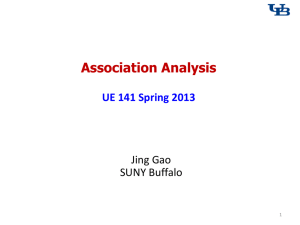 Association Analysis  UE 141 Spring 2013 Jing Gao