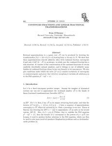 INTEGERS 15 (2015) #A1 CONTINUED FRACTIONS AND LINEAR FRACTIONAL TRANSFORMATIONS