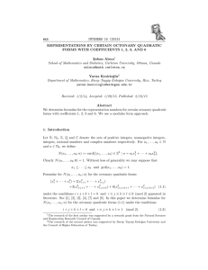 INTEGERS 15 (2015) #A5 REPRESENTATIONS BY CERTAIN OCTONARY QUADRATIC