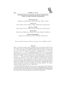 INTEGERS 15 (2015) #A21 DISTRIBUTION OF EIGENVALUES OF WEIGHTED, STRUCTURED MATRIX ENSEMBLES