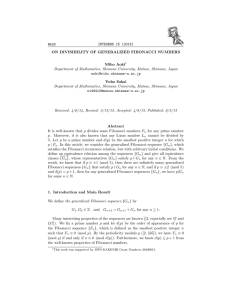 INTEGERS 15 (2015) #A30 ON DIVISIBILITY OF GENERALIZED FIBONACCI NUMBERS Miho Aoki