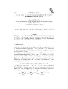 #A49 INTEGERS 15 (2015) MIXED SUMS OF TRIANGULAR NUMBERS AND CERTAIN